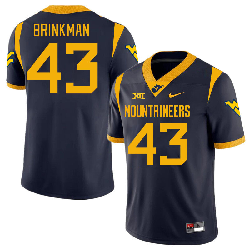 #43 Austin Brinkman West Virginia Mountaineers College 2024 New Uniforms Football Jerseys Stitched Sale-Navy